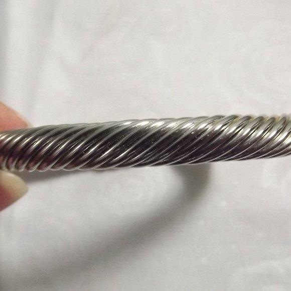 Twisted Metal Bracelet with Gold and Rhinestone Accents - Picture 4 of 9